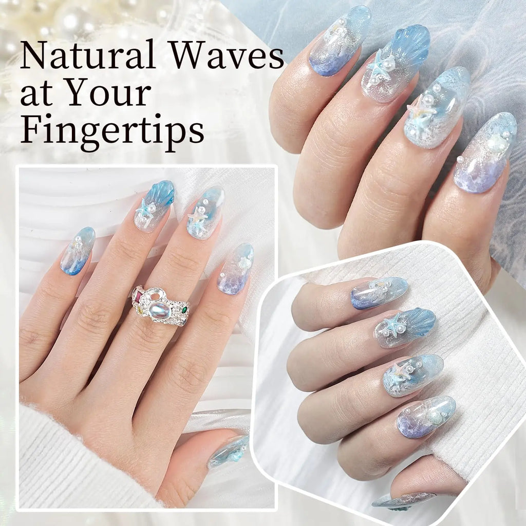 JODSONE Ocean Wave Blooming Gel Nail Polish,16.5Ml Wave White Blooming Liquid for Spreading Effect Wave,High Fluidity Wave Textures for Ocean Wave Nail Art,Diy Nail Art Design,Use with Gel Polish