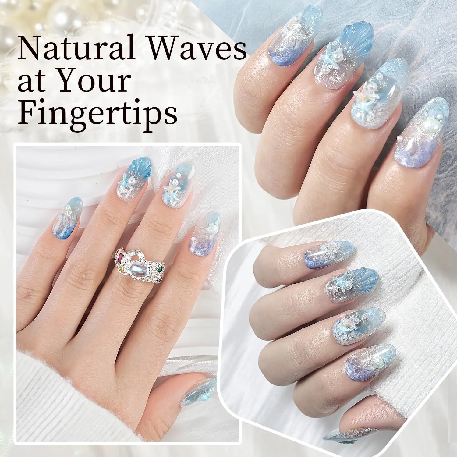 JODSONE Ocean Wave Blooming Gel Nail Polish,16.5Ml Wave White Blooming Liquid for Spreading Effect Wave,High Fluidity Wave Textures for Ocean Wave Nail Art,Diy Nail Art Design,Use with Gel Polish