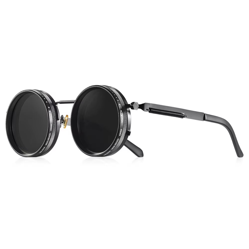 Polarized round Sunglasses ND9 Adjustable Dimming Men Women Retro Punk Men'S Fishing Eyeglasses Outdoor Shades UV400