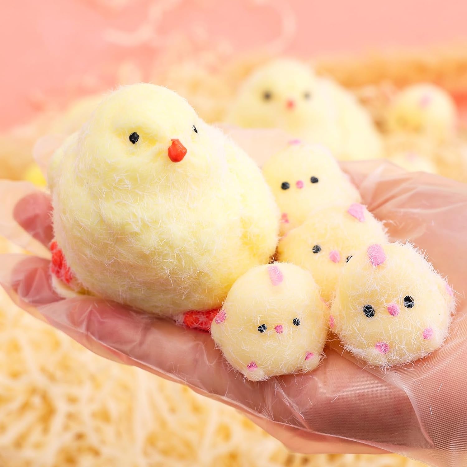 6Pcs Big Taba Squishy Fidget Toys-3.15In, Handmade Ultra Soft Chick Taba Squishy Kit, Cute Fidget Toys Silicone Squeeze Toys for Kids & Adults Stress Relief（Chicken）