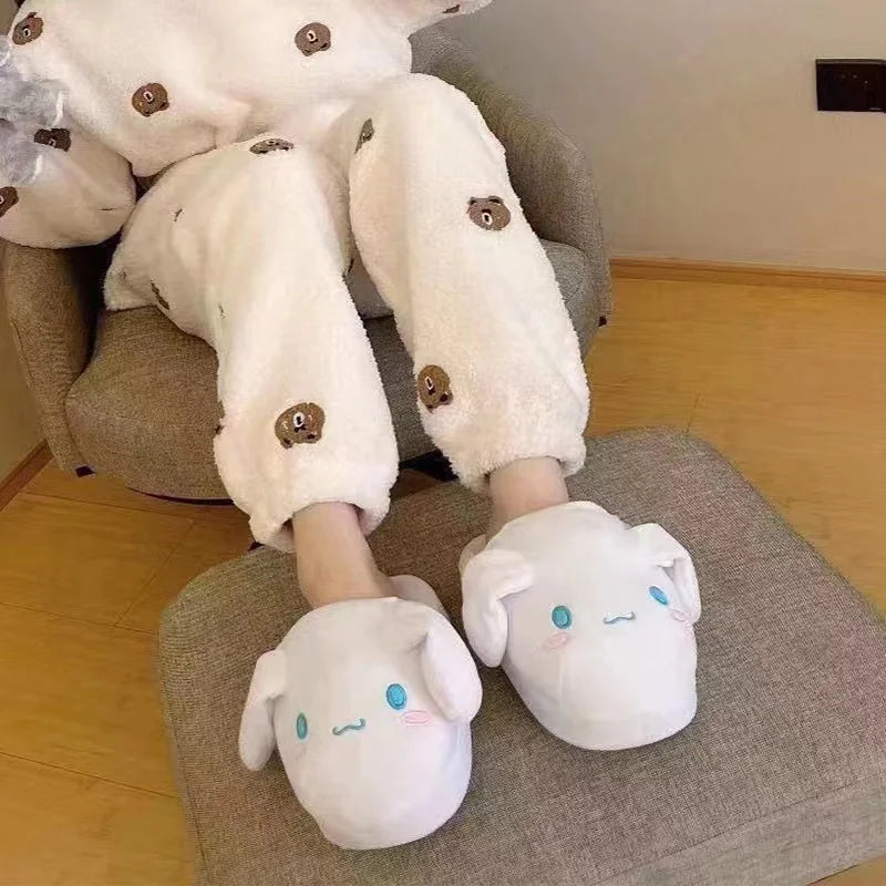 Cinnamoroll Slippers Cartoon Cotton Slippers Ears Will Move Cute Warm Home Slippers Home Autumn Winter Slippers Christmas Gift