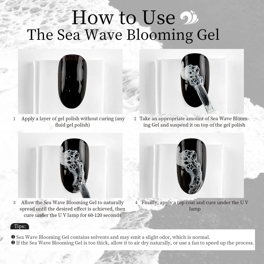 JODSONE Ocean Wave Blooming Gel Nail Polish,16.5Ml Wave White Blooming Liquid for Spreading Effect Wave,High Fluidity Wave Textures for Ocean Wave Nail Art,Diy Nail Art Design,Use with Gel Polish