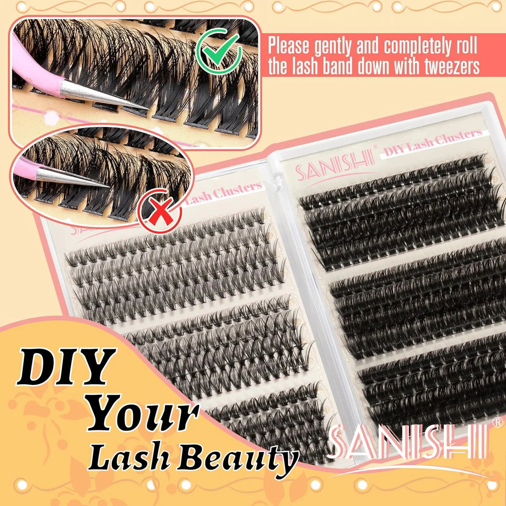 Natural Look Eyelash Extensions Kit, 1 Set Individual False Eyelash with Lash Glue & Tweezers & Brush, Eye Makeup Enhancement Natural Curling Lash Clusters, Full Volume Eyelashes Clusters, Realistic Lashes Clusters, DIY Dramatic Lashes, DIY Lash Kit