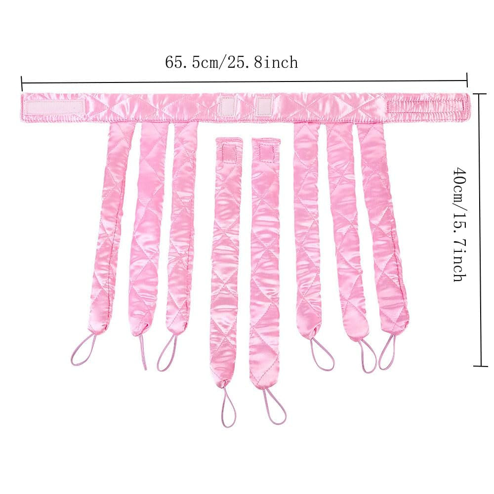 Pink Heatless Hair Curler Silk New Upgradeed No Heat Curling Rode Headband for Long Hair Soft Hair Curls with Removeable & Adjustable to Sleep in Hair Curls
