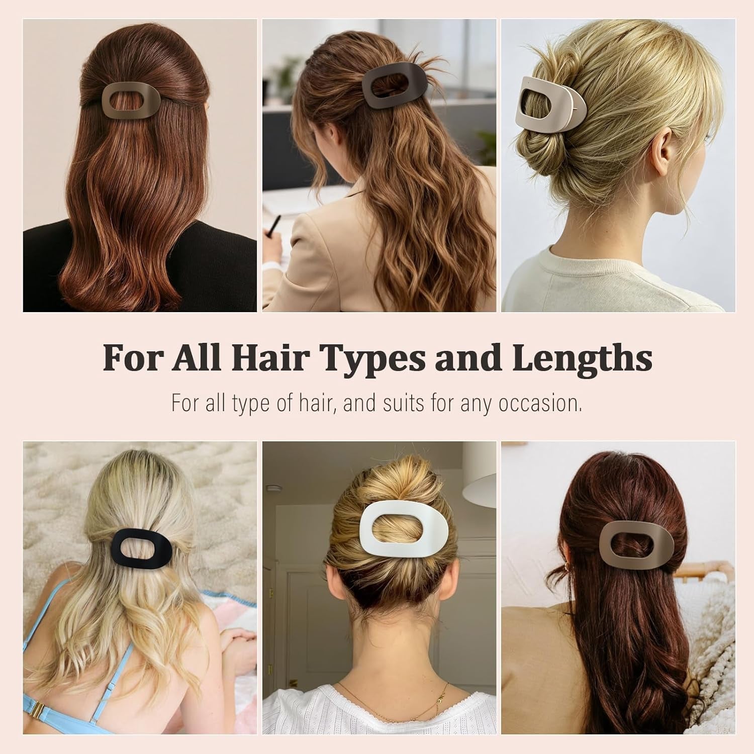 Bphne 4 Pack Flat Hair Clips for Women – Matte Oval French Claw Clips, 3.8 Inch Non Slip Strong Hold for Thick & Thin Hair, Lay Flat Design for Work Yoga Daily Styling
