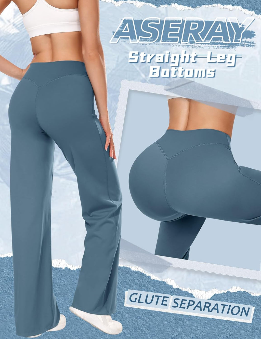 Workout Yoga Pants Women High Waist Straight Leg Bottoms Tummy Control No Front Seam Soft Stretch Leggings for Women