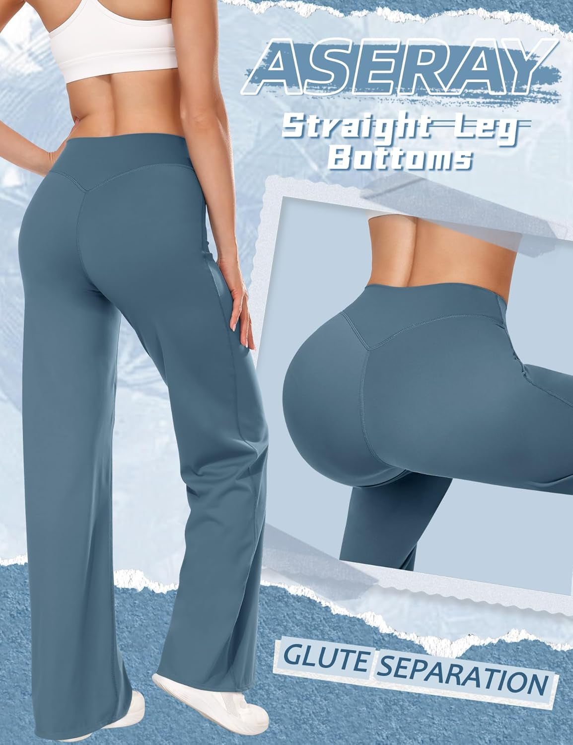 Workout Yoga Pants Women High Waist Straight Leg Bottoms Tummy Control No Front Seam Soft Stretch Leggings for Women