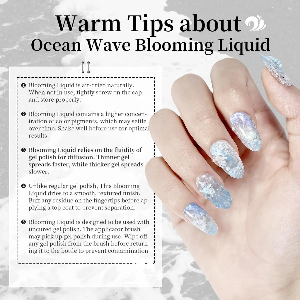 JODSONE Ocean Wave Blooming Gel Nail Polish,16.5Ml Wave White Blooming Liquid for Spreading Effect Wave,High Fluidity Wave Textures for Ocean Wave Nail Art,Diy Nail Art Design,Use with Gel Polish