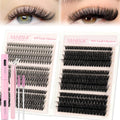 Natural Look Eyelash Extensions Kit, 1 Set Individual False Eyelash with Lash Glue & Tweezers & Brush, Eye Makeup Enhancement Natural Curling Lash Clusters, Full Volume Eyelashes Clusters, Realistic Lashes Clusters, DIY Dramatic Lashes, DIY Lash Kit