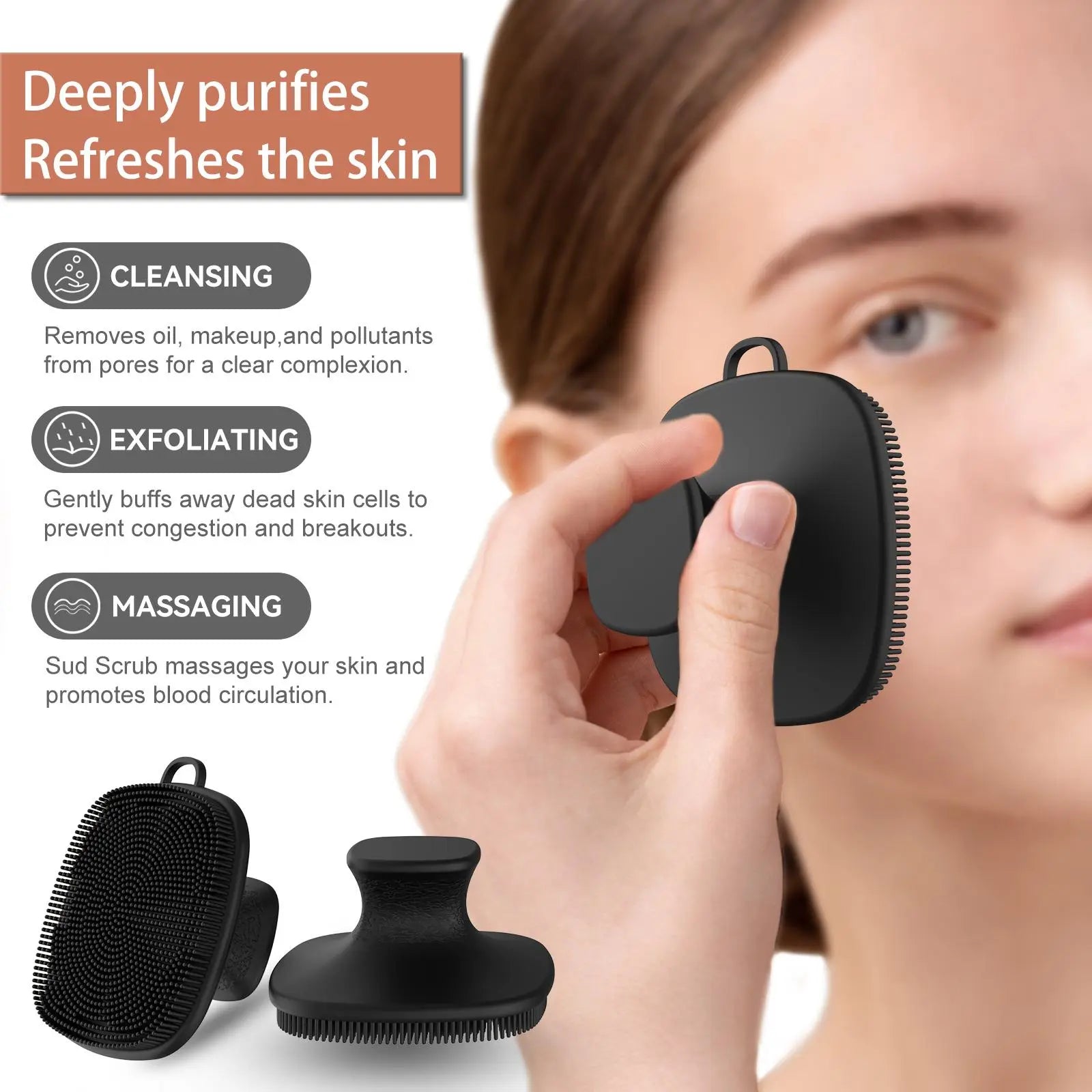 Silicone Bath Brush Set, 1 Set Portable Non-Slip Skin-Friendly Face and Back Brush, Body Back Scrubber with Foot Scrubber, Exfoliating Bath Accessories, Body Care Tool #GLOBAL PICKS