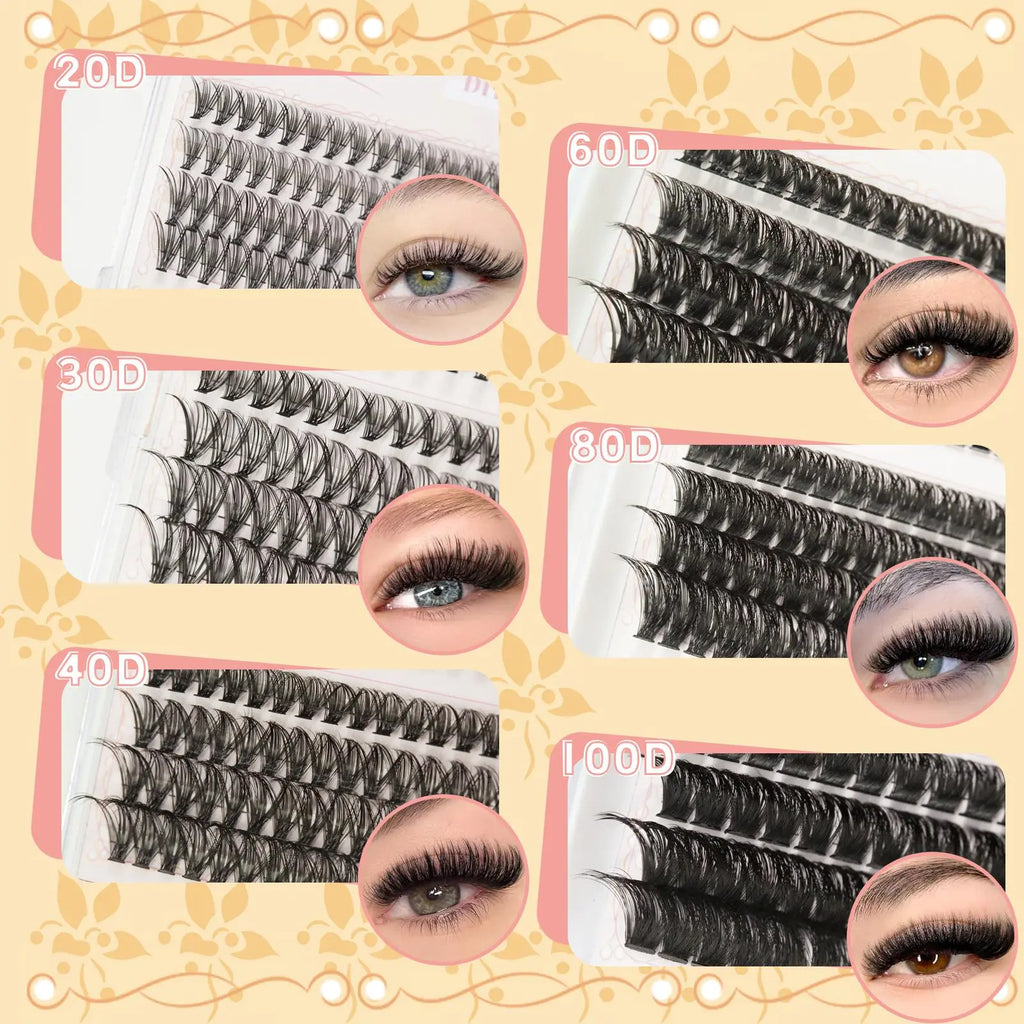 Natural Look Eyelash Extensions Kit, 1 Set Individual False Eyelash with Lash Glue & Tweezers & Brush, Eye Makeup Enhancement Natural Curling Lash Clusters, Full Volume Eyelashes Clusters, Realistic Lashes Clusters, DIY Dramatic Lashes, DIY Lash Kit