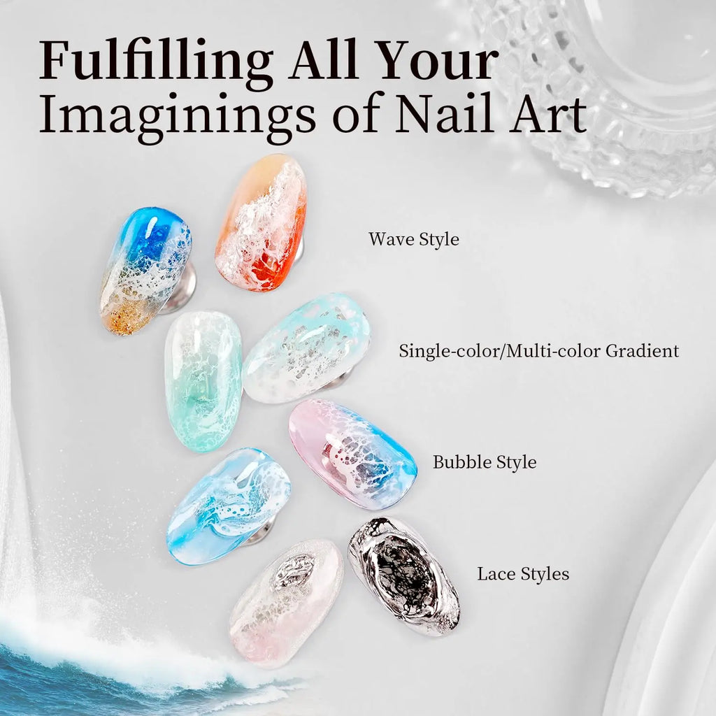 JODSONE Ocean Wave Blooming Gel Nail Polish,16.5Ml Wave White Blooming Liquid for Spreading Effect Wave,High Fluidity Wave Textures for Ocean Wave Nail Art,Diy Nail Art Design,Use with Gel Polish