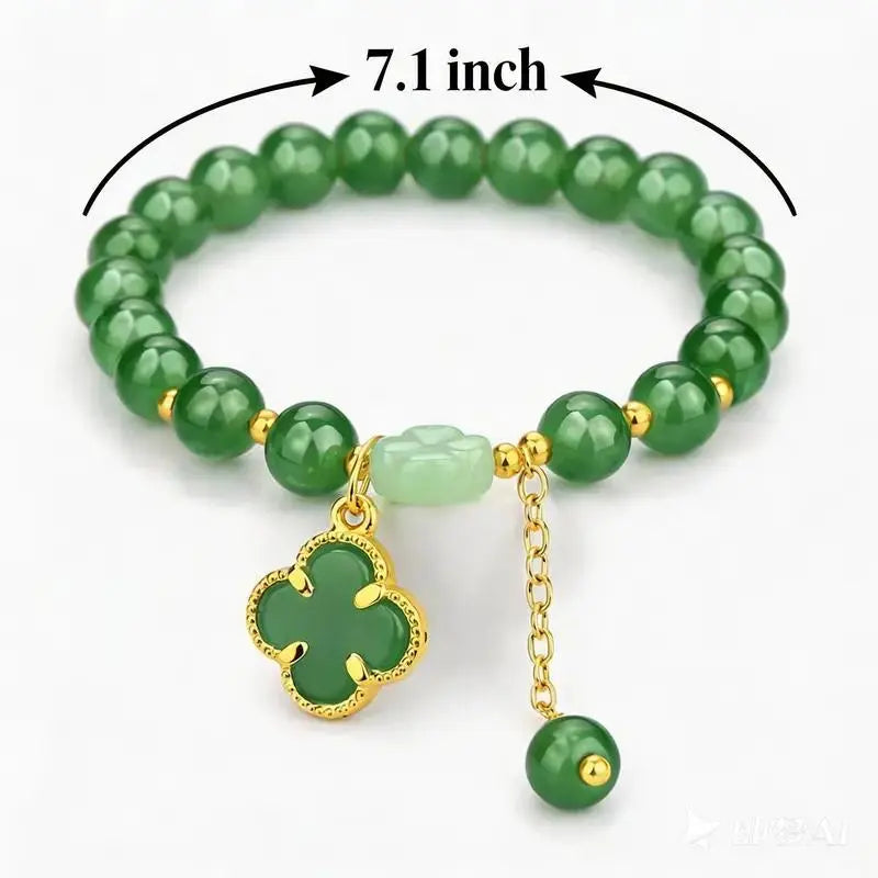 Money Magnet! Lucky Four-Leaf Clover Green Aventurine Bracelet - Manifest Wealth & Prosperity Crystal Charm