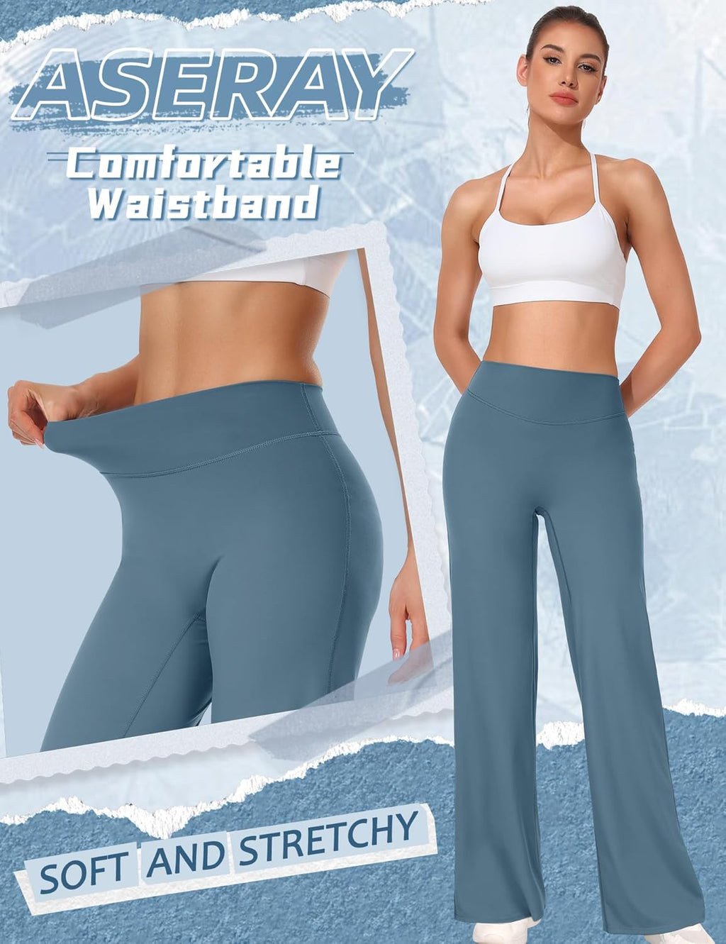 Workout Yoga Pants Women High Waist Straight Leg Bottoms Tummy Control No Front Seam Soft Stretch Leggings for Women