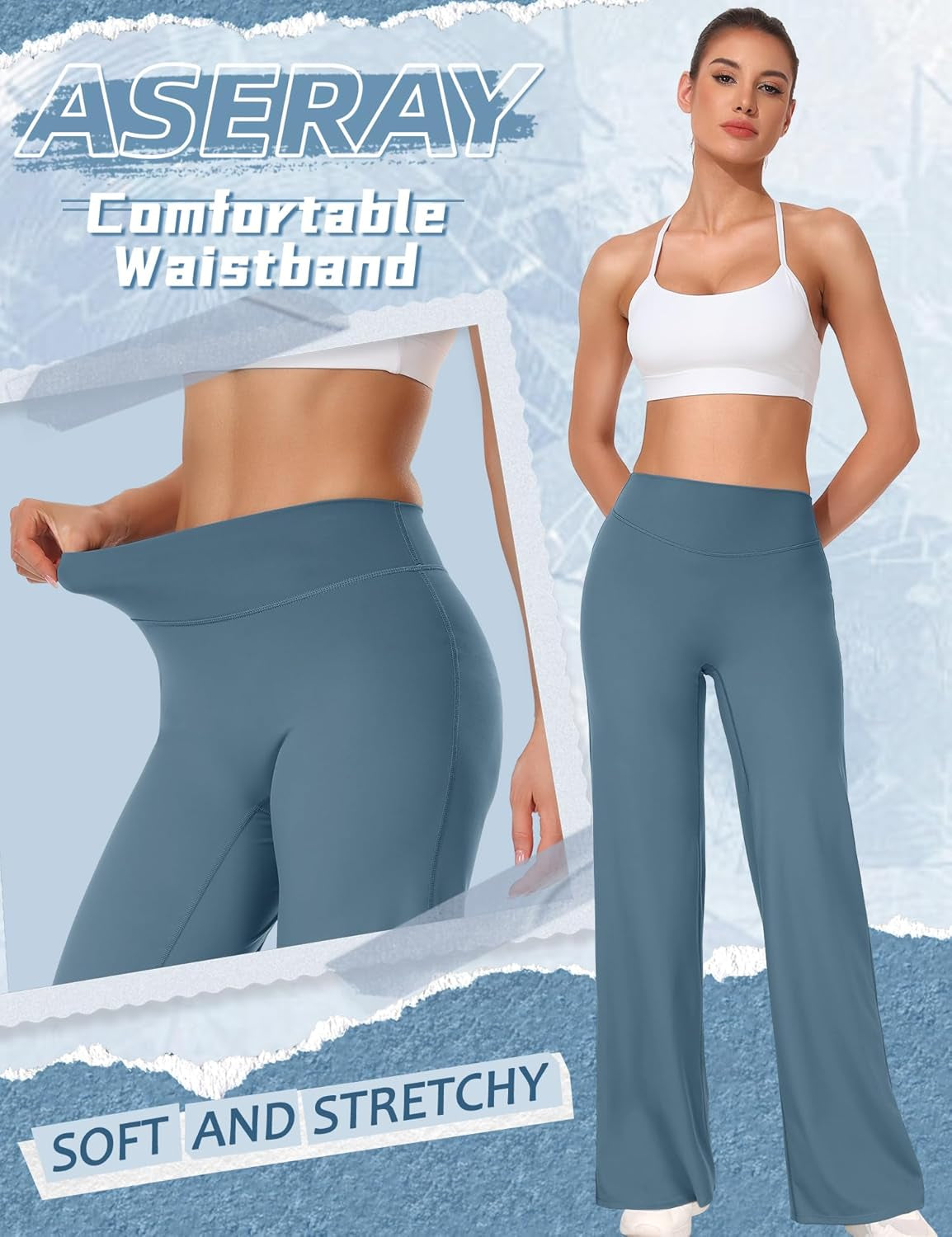 Workout Yoga Pants Women High Waist Straight Leg Bottoms Tummy Control No Front Seam Soft Stretch Leggings for Women