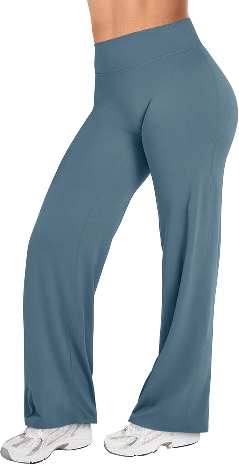 Workout Yoga Pants Women High Waist Straight Leg Bottoms Tummy Control No Front Seam Soft Stretch Leggings for Women