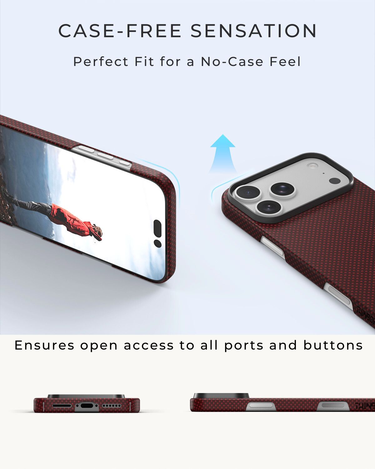 iPhone 17 Pro Case - Super Thin | Aramid Fiber | MagSafe - Crimson
